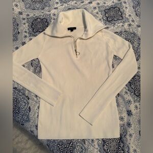 White Ribbed Women's Sweater